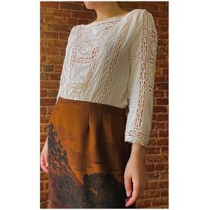 Ralph Lauren Blue Label Vintage Lace Cotton Blouse